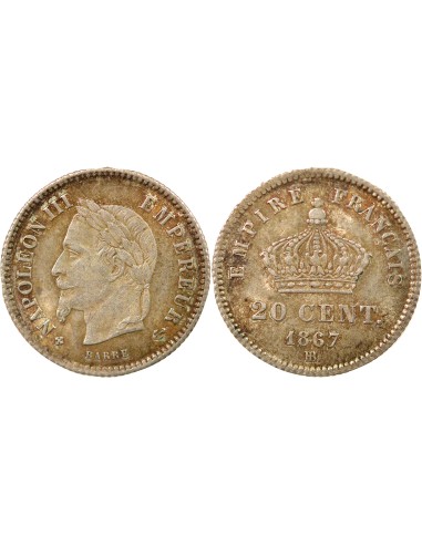 Napoléon III Grand Module 20 centimes Argent 1867 BB Strasbourg