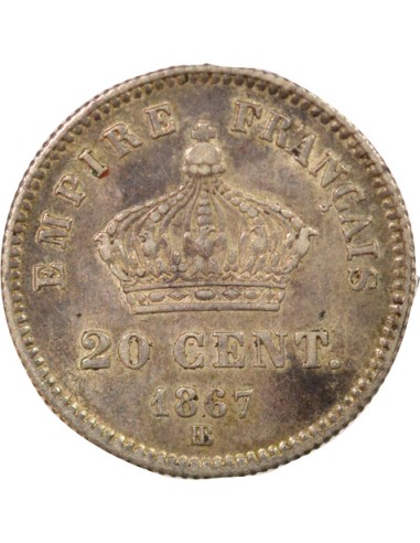 Napoléon III Grand Module 20 centimes Argent 1867 BB Strasbourg