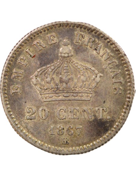 Napoléon III Grand Module 20 centimes Argent 1867 BB Strasbourg