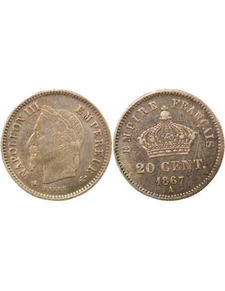 Napoléon III Grand Module 20 centimes Argent 1867 A - Paris