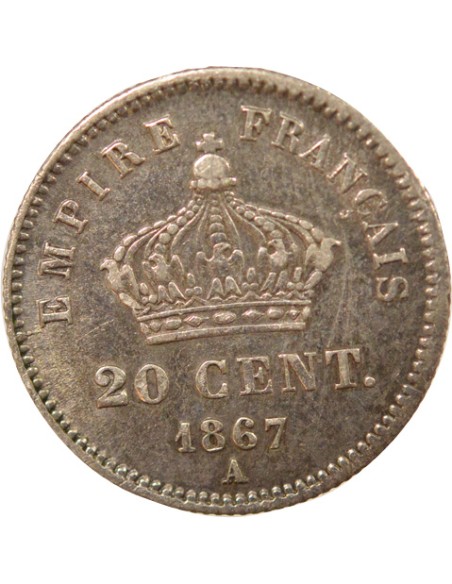 Napoléon III Grand Module 20 centimes Argent 1867 A - Paris