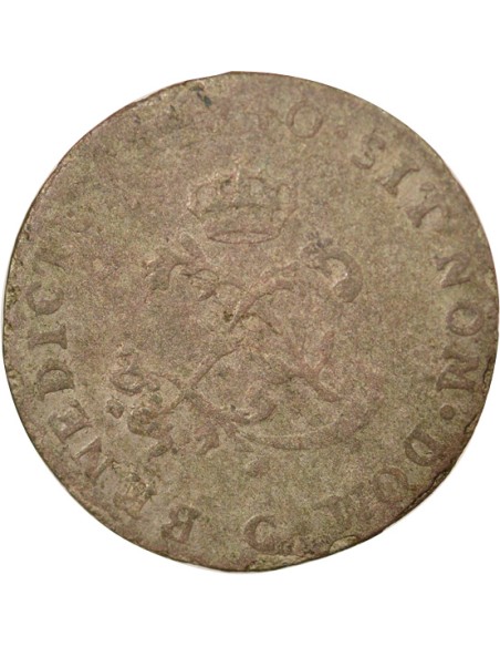 Louis XV Aux Deux L Couronnés 2 sols Billon 1740 C Caen