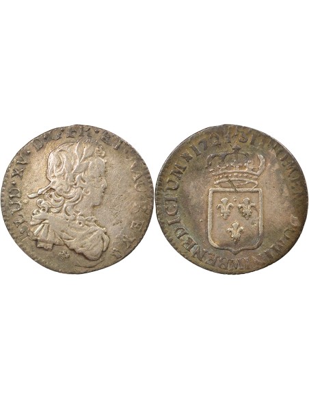 Louis XV De France 1/6 ecu Argent 1721 M Toulouse