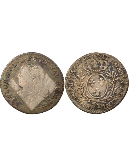 Louis XV aux Rameaux d'Olivier 1/10 ecu Argent 1728 T Nantes