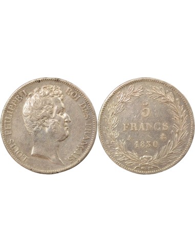 Louis-Philippe Ier Tranche en Creux 5 francs Argent 1830 A - Paris