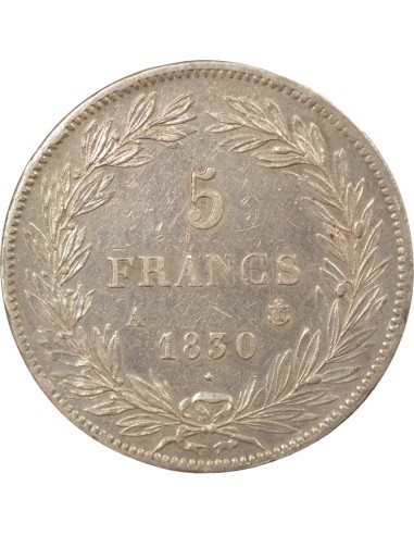 Louis-Philippe Ier Tranche en Creux 5 francs Argent 1830 A - Paris
