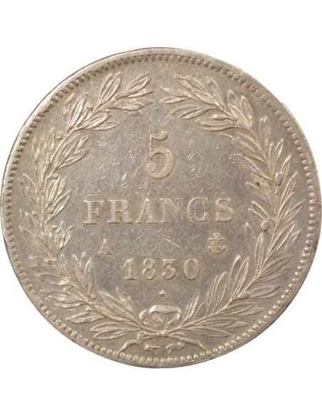 Louis-Philippe Ier Tranche en Creux 5 francs Argent 1830 A - Paris