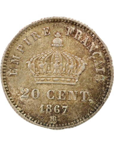 Napoléon III Grand Module 20 centimes Argent 1867 BB Strasbourg