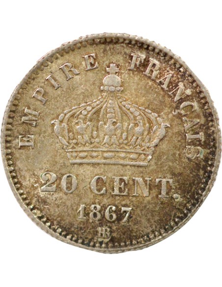 Napoléon III Grand Module 20 centimes Argent 1867 BB Strasbourg