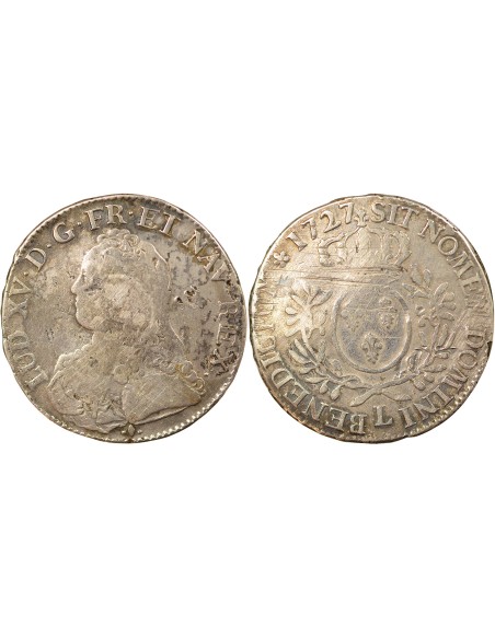 Louis XV Au Buste Habillé 1 écu Argent 1727 L Bayonne