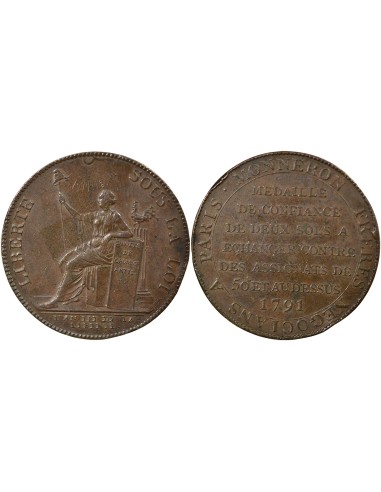 A la Liberté 2 sols Cuivre 1791 Birmingham