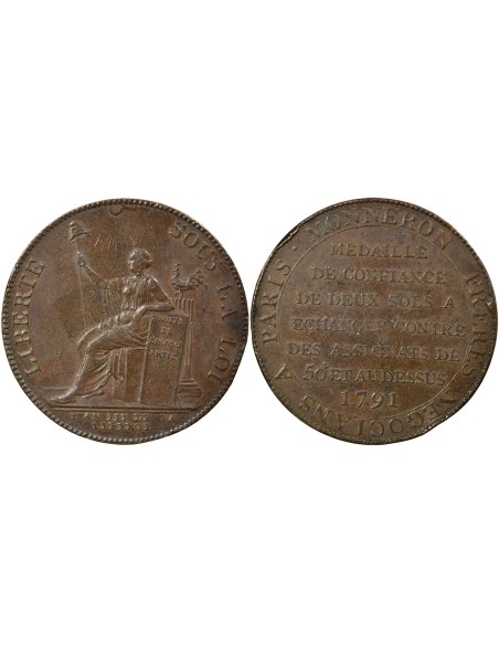 A la Liberté 2 sols Cuivre 1791 Birmingham