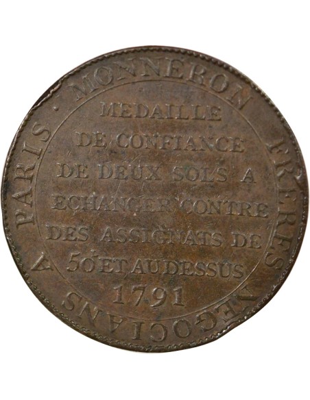 A la Liberté 2 sols Cuivre 1791 Birmingham