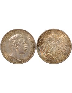 Etats Allemands (Prusse) Guillaume II de Wurtemberg 2 mark Argent 1911 A Berlin