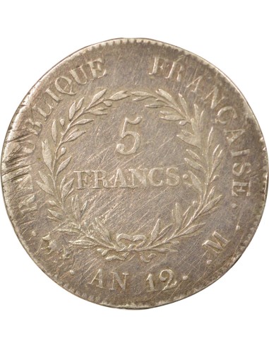 Roi d'Italie Consulat 5 francs Argent An 12 M Toulouse