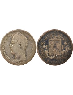 Charles X 5 Feuilles 1 franc Argent 1827 Q Perpignan