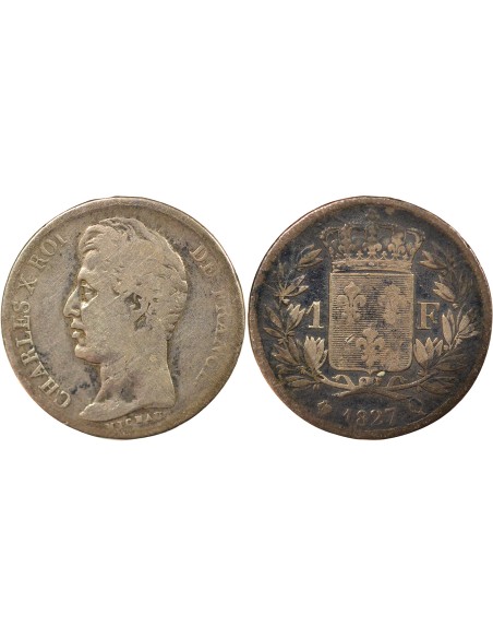 Charles X 5 Feuilles 1 franc Argent 1827 Q Perpignan