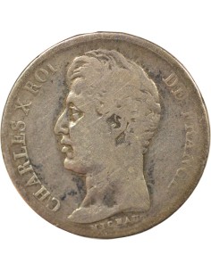 Charles X 5 Feuilles 1 franc Argent 1827 Q Perpignan 2