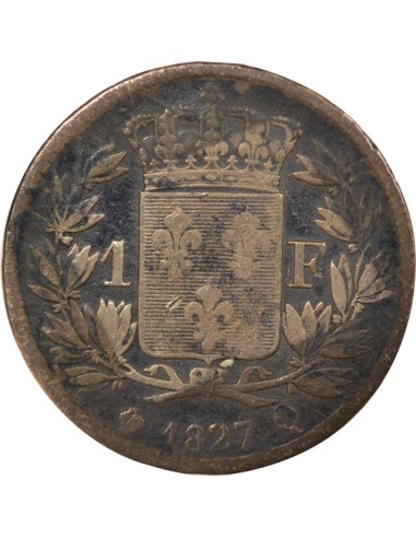 Charles X 5 Feuilles 1 franc Argent 1827 Q Perpignan