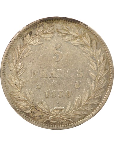 Louis-Philippe Ier Tiolier, Tr. en Creux 5 francs Argent 1830 A - Paris