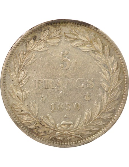Louis-Philippe Ier Tiolier, Tr. en Creux 5 francs Argent 1830 A - Paris