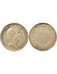 Louis-Philippe Ier Tiolier, Tr. en Creux 5 francs Argent 1830 A - Paris