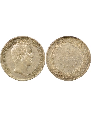 Louis-Philippe Ier Tiolier, Tr. en Creux 5 francs Argent 1830 A - Paris