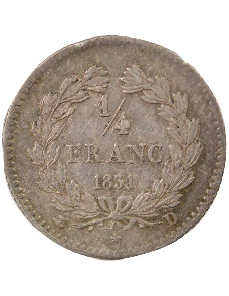 Louis-Philippe Ier 1/4 franc Argent 1831 D Lyon