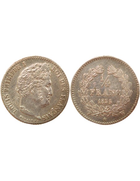 Louis-Philippe Ier 1/4 franc Argent 1835 W Lille