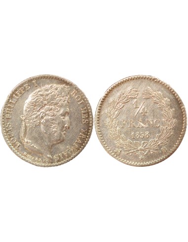 Louis-Philippe Ier 1/4 franc Argent 1838 B Rouen