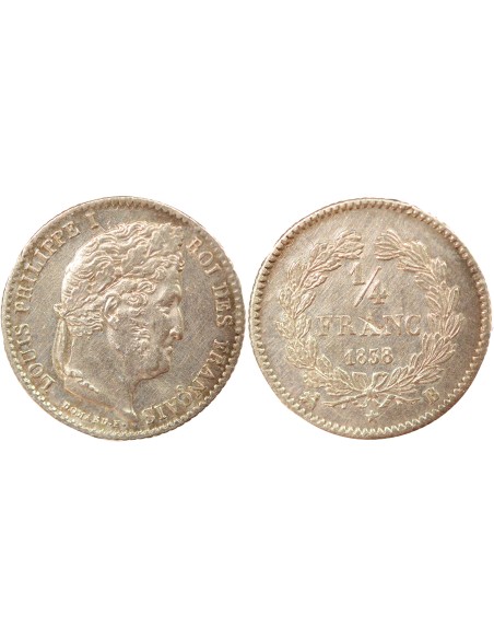 Louis-Philippe Ier 1/4 franc Argent 1838 B Rouen