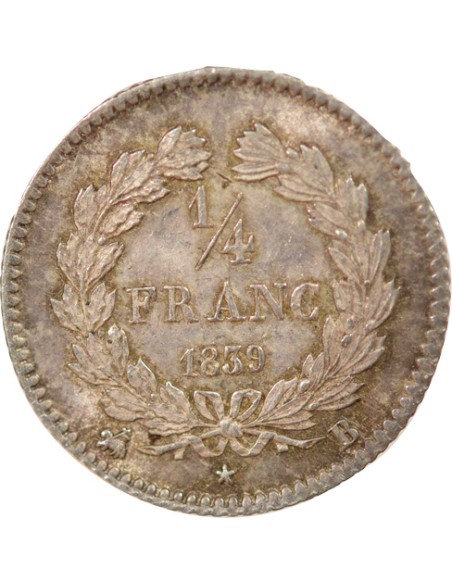 Louis-Philippe Ier 1/4 franc Argent 1839 B Rouen