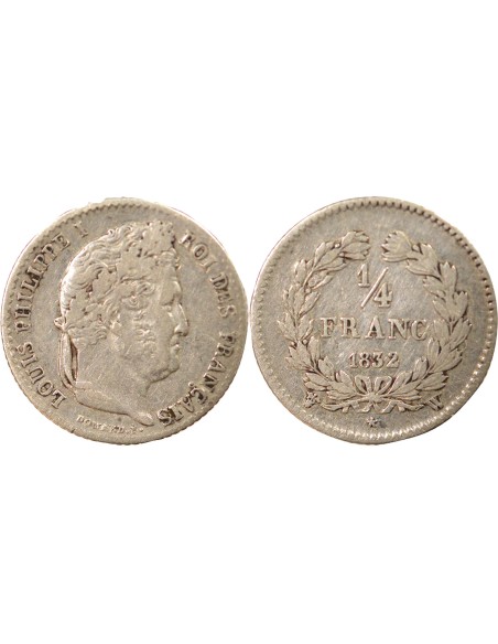 Louis-Philippe Ier 1/4 franc Argent 1832 W Lille