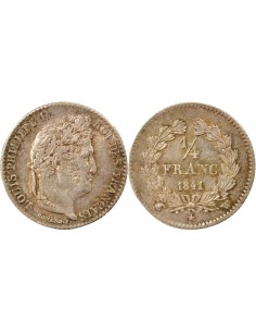 Louis-Philippe Ier 1/4 franc Argent 1841 W Lille
