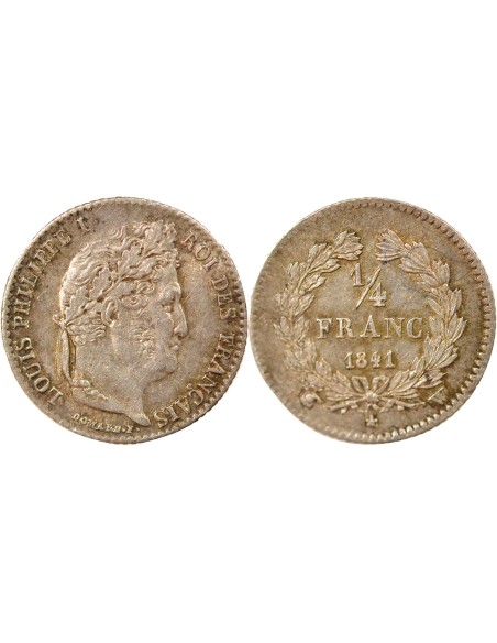 Louis-Philippe Ier 1/4 franc Argent 1841 W Lille