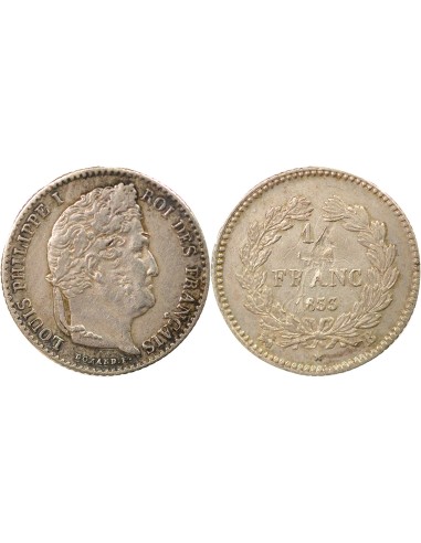 Louis-Philippe Ier 1/4 franc Argent 1833 B Rouen