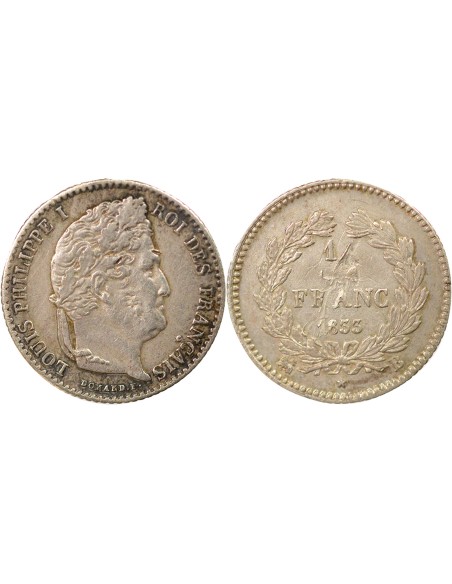 Louis-Philippe Ier 1/4 franc Argent 1833 B Rouen