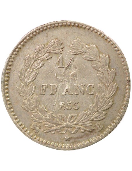 Louis-Philippe Ier 1/4 franc Argent 1833 B Rouen