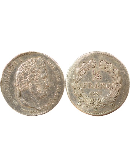 Louis-Philippe Ier 1/4 franc Argent 1837 D Lyon