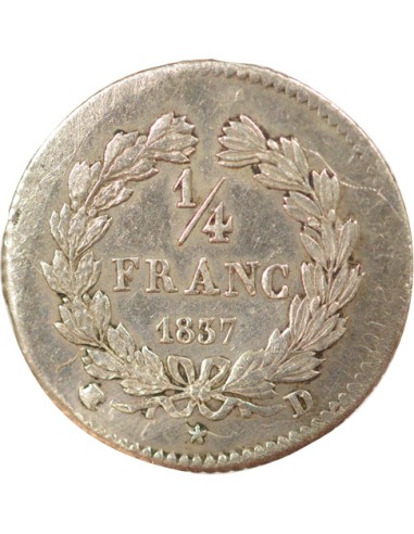 Louis-Philippe Ier 1/4 franc Argent 1837 D Lyon