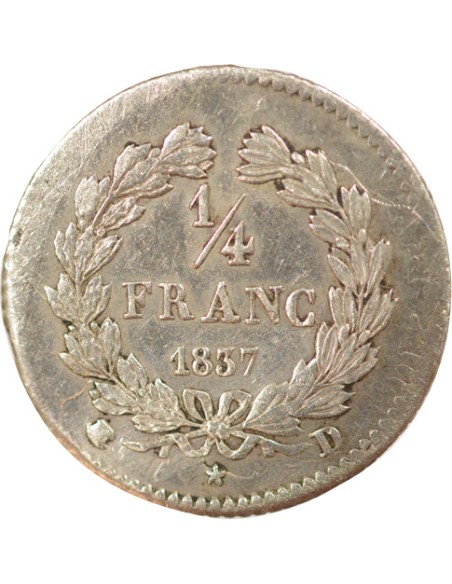Louis-Philippe Ier 1/4 franc Argent 1837 D Lyon