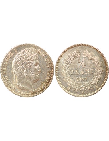 Louis-Philippe Ier 1/4 franc Argent 1841 B Rouen