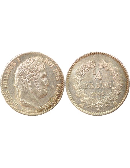 Louis-Philippe Ier 1/4 franc Argent 1841 B Rouen