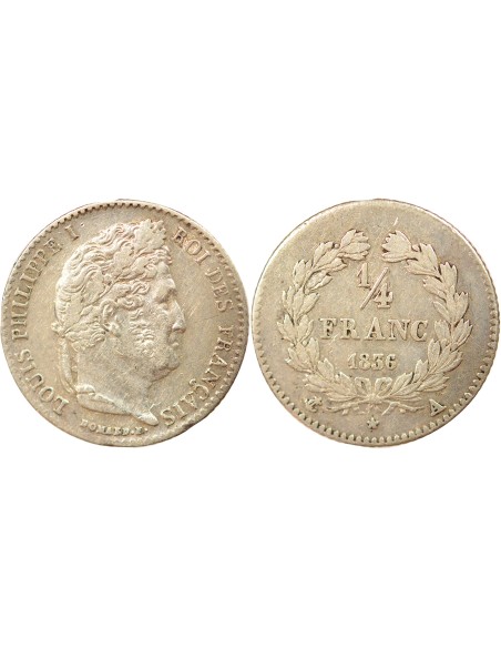 Louis-Philippe Ier 1/4 franc Argent 1836 A - Paris