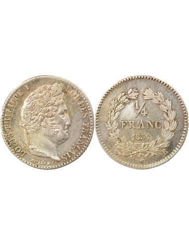 Louis-Philippe Ier 1/4 franc Argent 1834 B Rouen