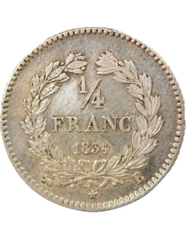 Louis-Philippe Ier 1/4 franc Argent 1834 B Rouen