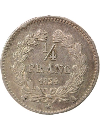 Louis-Philippe Ier 1/4 franc Argent 1834 A - Paris