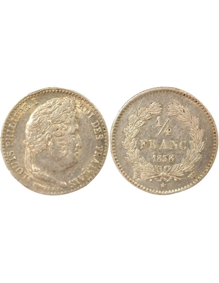 Louis-Philippe Ier 1/4 franc Argent 1838 W Lille
