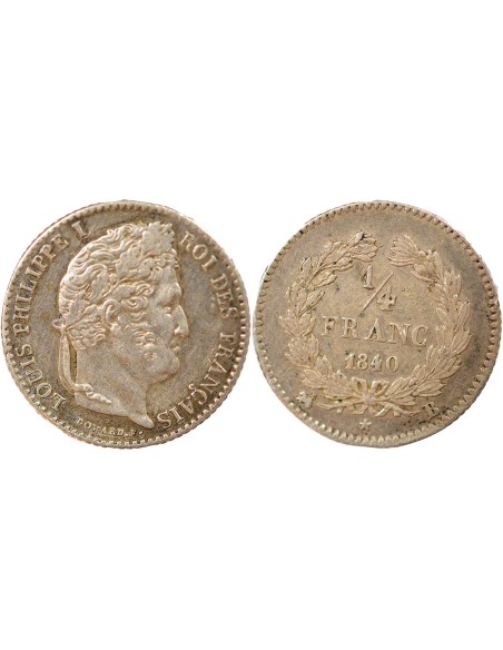 Louis-Philippe Ier 1/4 franc Argent 1840 B Rouen
