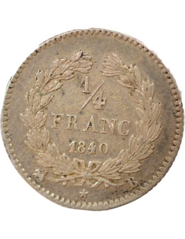 Louis-Philippe Ier 1/4 franc Argent 1840 B Rouen